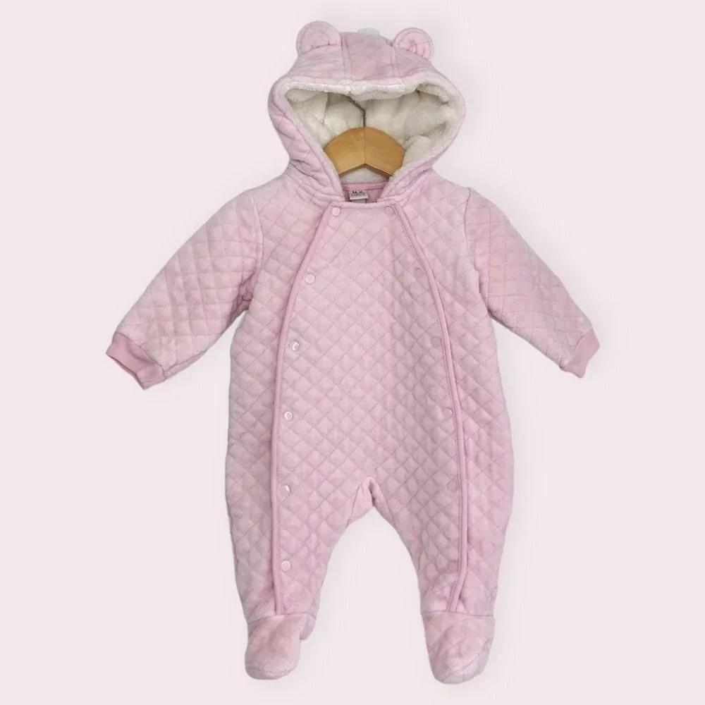 Nordstrom Baby bunting pink quilted velour fleece lined hood size‎ 6 months